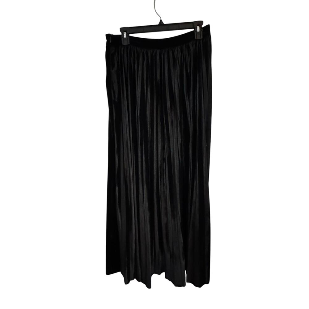 GREY COLLECTIVE NWT *BLACK* Velvet Pleated Midi Skirt Zippered Size 6 - Picture 3 of 7